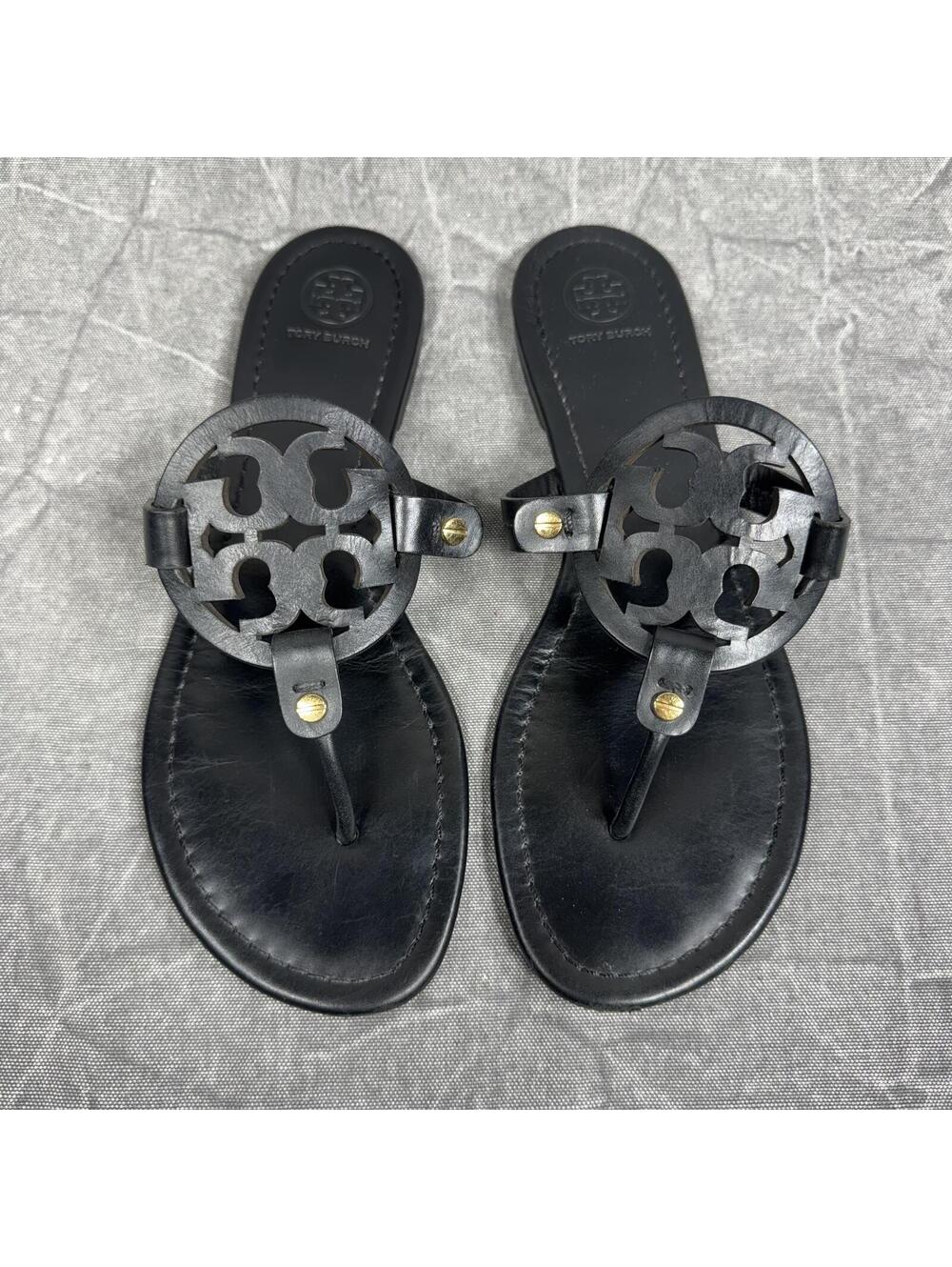 Tory Burch Sandals Women's 9M Black Calf Leather